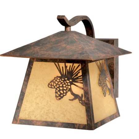 Vaxcel Whitebark 1 Light Bronze Rustic Pinecone Outdoor Wall Lantern Amber Glass OW50593OA